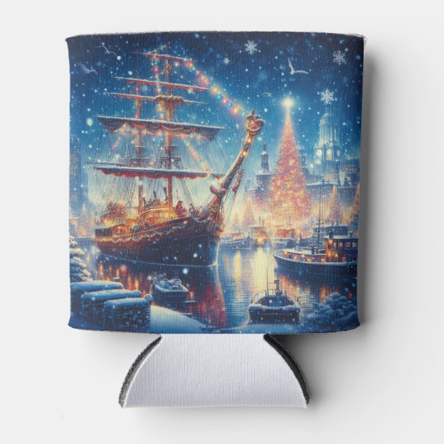 Porta-lata Navio ancorado de Natal/Inverno (Frente)