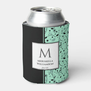 Porta-lata NEO MINT BLACK Monograma Personalizado Floral