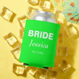 Porta-lata Neon Green Bride Wedding Bridesmaid