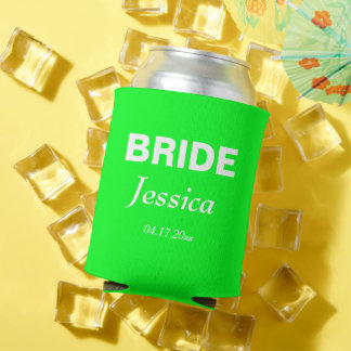 Porta-lata Neon Green Bride Wedding Bridesmaid