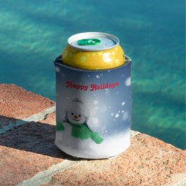 Porta-lata Neve com um lenço verde