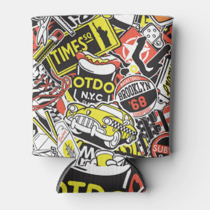 Porta-lata New York Urban: retalhos de adesivos.