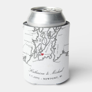 Porta-lata Newport, RI Mapa Casamento Favorita Bebida Holder