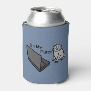 Porta-lata No Meu Computador Piada Camisa Gato Cinza Meme