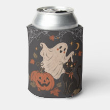 Noite de Halloween Vintage com Abóbora e Fantasma
