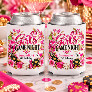 Porta-lata Noite de Jogo das Garotas Rosa Dourado Aniversário