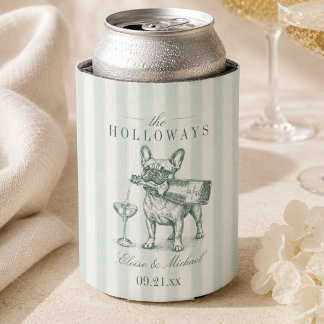 Porta-lata Noiva Champanhe Bulldog Francês Listra Verde Salvi