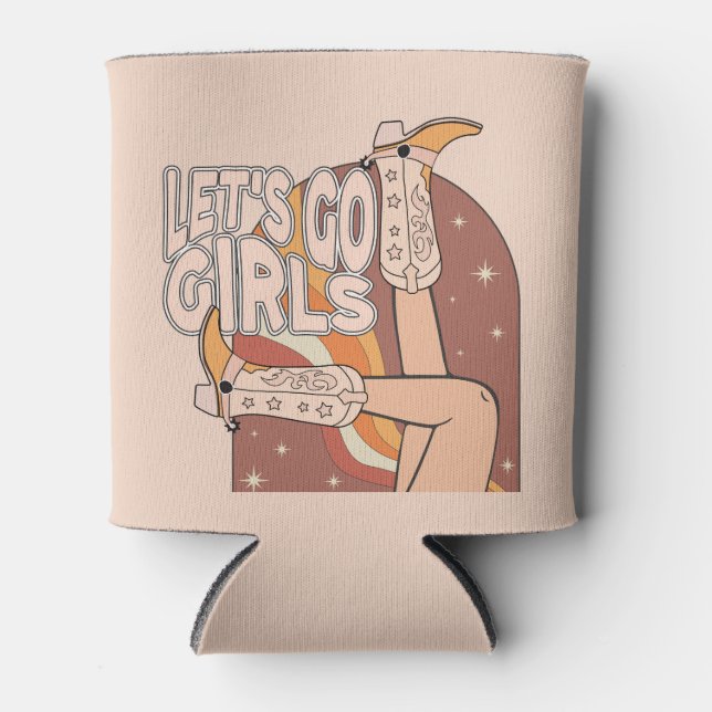 Porta-lata Noiva-de-bachelorette rosa-rosa do Pastel Retro (Frente)