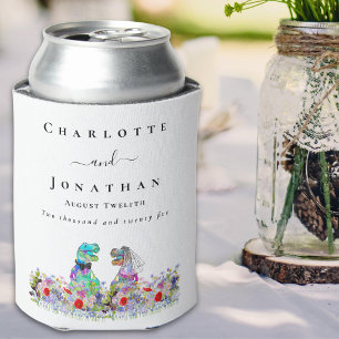 Porta-lata Noiva e Noivo Dinossauros Casamento Personalizado