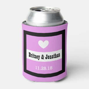 Porta-lata Noiva Groom Modern Wedding Heart PURPLE BLACK A12