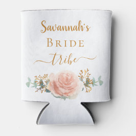 Porta-lata Noiva tribo rosa dourado floral eucalipto folhagem