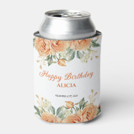 Porta-lata Noivado Floral Russo de Peonia Laranja Dourada