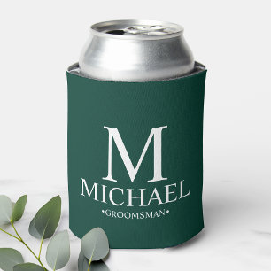 Porta-lata Noivo Personalizado Verde Esmeralda Moderno