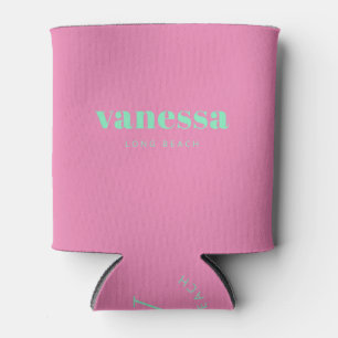 Porta-lata Nome Clássico Moderno Minimalista Rosa e Preto