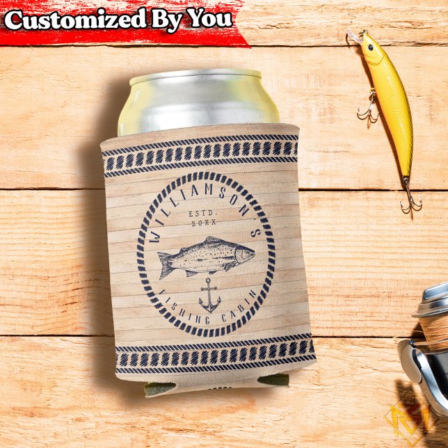 Porta-lata Nome da família Cabina de Pesca Marinho azul Rústi (Criador carregado)