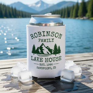 Porta-lata Nome da família Lago House Floresta Árvores Verd