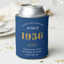 Nome de 70º Aniversário 1956 Azul Dourado Elegante