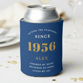 Porta-lata Nome de 70º Aniversário 1956 Azul Dourado Elegante
