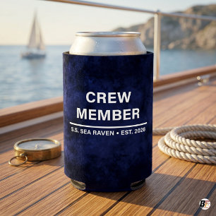 Porta-lata Nome de Barco Personalizado Tripulante Náutico Azu