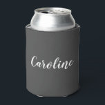 Porta-lata Nome de Caligrafia Moderna Minimalista Preto Branc<br><div class="desc">Simples envoltório de lata com nome personalizado moderno e elegante em preto e branco.</div>