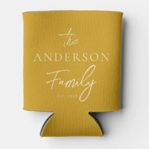 Porta-lata Nome de Família Escrito à Mão em Ocre Dourado de M