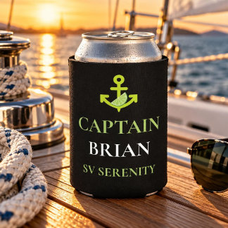 Porta-lata Nome do Capitão Personalizado & Nome do Barco Náut