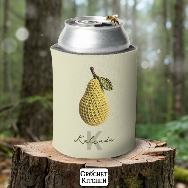 Porta-lata Nome do Monograma de Pear Amarelo Mínimo Moderno (Criador carregado)