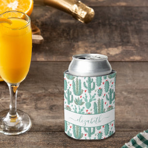 Porta-lata Nome do padrão vermelho branco verde Cactus