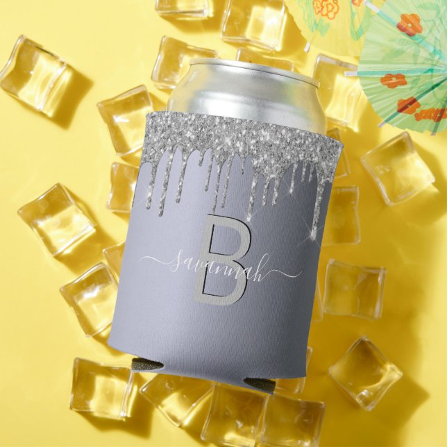 Porta-lata Nome do partido de brilho de prata (Verão in situ)