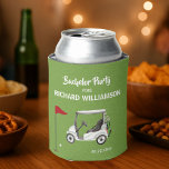 Porta-lata Nome do Tema Golf do Partido da Despedida de Solte<br><div class="desc">Esta Festa de Bachelor Festiva e Colorido pode ter um tema Golfe e é perfeita para um Golfe. Ele apresenta um carrinho de golfe com Golf Clubs em um Curso de Golfe. Fácil de personalizar para se adequar ao seu próprio evento — poderia encomendar um pouco mais para torná-lo a...</div>