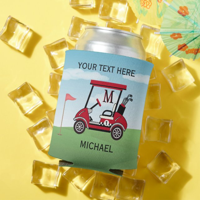 Porta-lata Nome exclusivo do Monograma do Carrinho de Golfe P (Verão in situ)