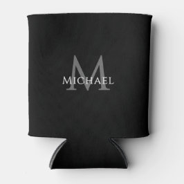 Porta-lata Nome Inicial Elegante Monograma Preto Personalizad