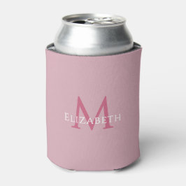 Porta-lata Nome Inicial Elegante Monograma Rosa Personalizado