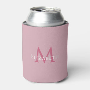 Porta-lata Nome Inicial Elegante Monograma Rosa Personalizado