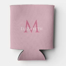 Porta-lata Nome Inicial Elegante Monograma Rosa Personalizado