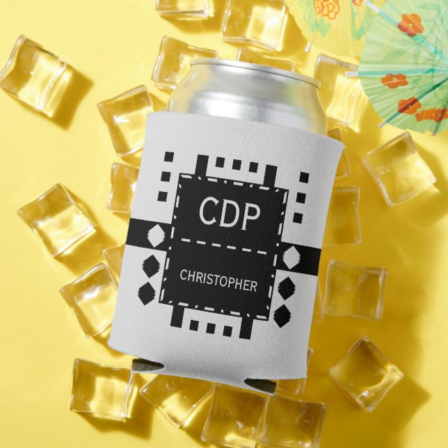 Porta-lata Nome inicial personalizado forma diamante preto (Verão in situ)