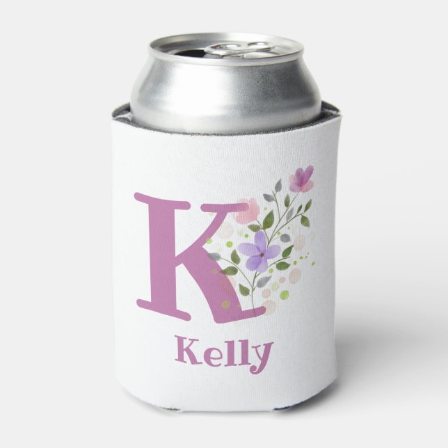 Porta-lata Nome Kelly com um Design Floral (Can Front)