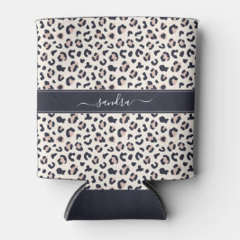 Porta-lata Nome personalizado cor-de-rosa de impressão leopar