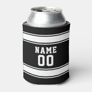 Porta-lata Nome Personalizado do Estilo Jersey e Número Preto