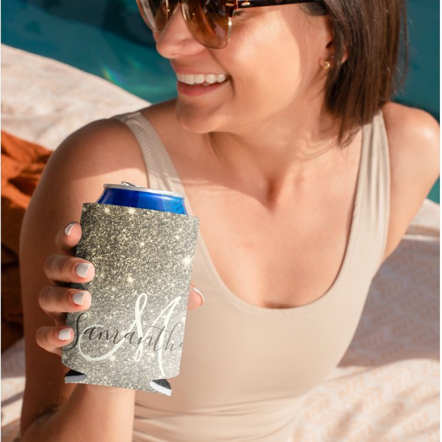 Porta-lata Nome Personalizado do Glitter Glitter Dourado Mode (Criador carregado)