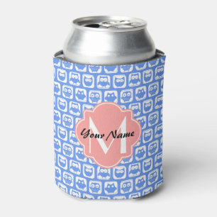 Porta-lata Nome Personalizado do Monograma de Coral Padrão de