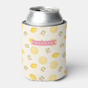 Porta-lata Nome Personalizado Floral de Limão de Verão Custom