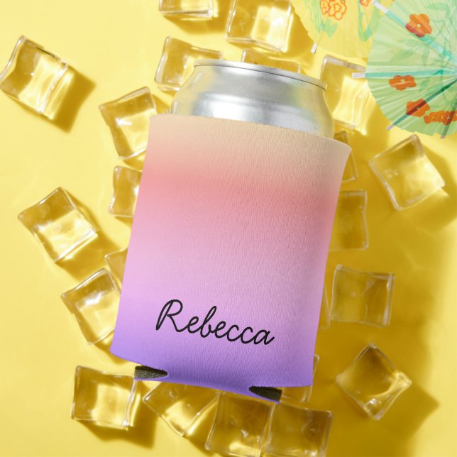 Porta-lata Nome Personalizado Gradação de Ombré Sunset (Verão in situ)