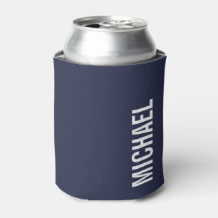 Porta-lata Nome Personalizado Mínimo Moderno e marinho Azul