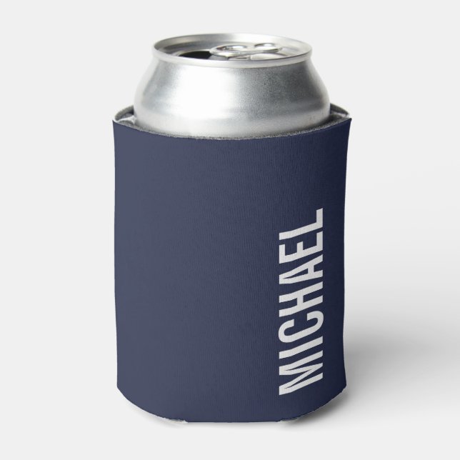 Porta-lata Nome Personalizado Mínimo Moderno e marinho Azul (Can Front)