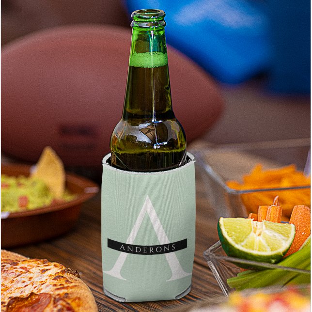 Porta-lata Nome Personalizado Mint Pastel Minimalista (Criador carregado)