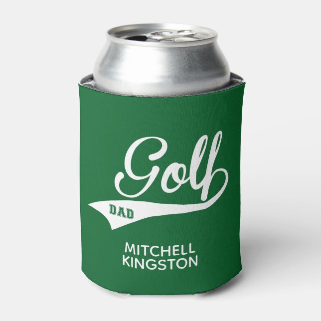 Porta-lata Nome Personalizado Pai Golf Branco Verde (Can Front)