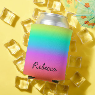 Porta-lata Nome personalizado Pastel Rainbow Pride