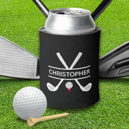 Porta-lata Nome Personalizado Preto Branco Vermelho Golfe
