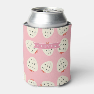 Porta-lata Nome Personalizado Rosa Morango Fofo Feminino
